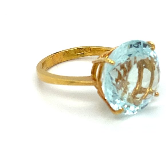 Certified Aquamarine 13.35ct Solid 22K Gold Ring - Picture 3 of 8